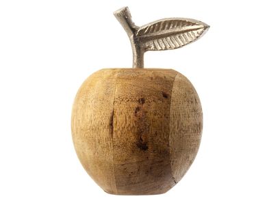 Noor Living Deko Holz Apfel aus Mangoholz & Aluminium massiv ? ca. 9 cm