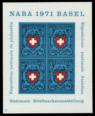 Schweiz BLOCK Kleinbogen 1970-1979 Block 21-17 S2D4376