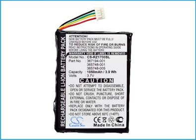 Ersatzakku - CS-RZ1700SL - HP iPAQ RZ1700 / 365748-001 - 3,7 Volt 1050mAh Li-Ion