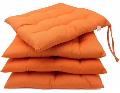 Basic Sitzkissen 40x40 cm fér Innen Außenbereich Stuhlkissen Set mit Bändern orange