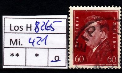 Los H8265: Deutsches Reich Mi. 421, gest.