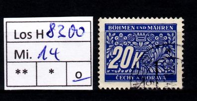 Los H8300: Böhmen & Mähren Porto Mi. 14, gest.