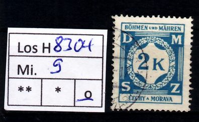 Los H8304: Böhmen & Mähren Dienst Mi. 9, gest.