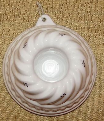 Hübsche alte Keramik Backform bemalt * 14,5 cm DM und 7,5 cm hoch