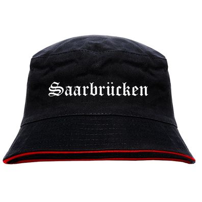 Saarbrücken Anglerhut - Altdeutsche Schrift - Schwarz-Roter Fischerhut ...