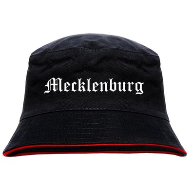 Mecklenburg Anglerhut - Altdeutsche Schrift - Schwarz-Roter Fischerhut ...