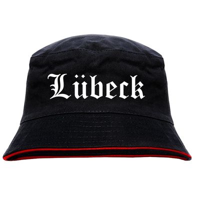 Lübeck Anglerhut - Altdeutsche Schrift - Schwarz-Roter Fischerhut - ...