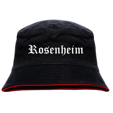 Rosenheim Anglerhut - Altdeutsche Schrift - Schwarz-Roter Fischerhut - ...