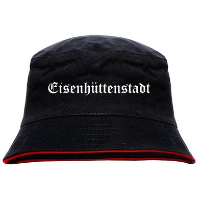 Eisenhüttenstadt Anglerhut - Altdeutsche Schrift - Schwarz-Roter Fischer...