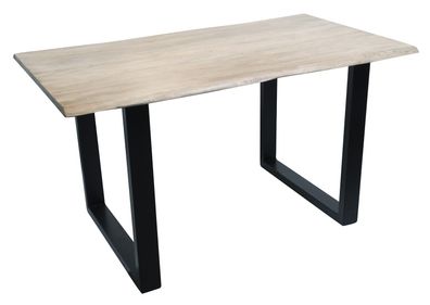 Baumkante-Esstisch TABLES &amp; CO 140 x 80 cm Akazie hell gekälkt