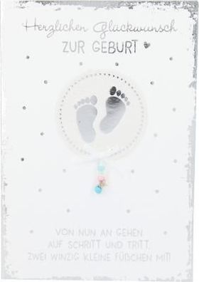 Elegance Klappkarte Grusskarte Geburtstagskarte - Herzlichen Glückwunsch zur Geburt v