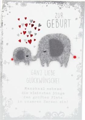 Elegance Klappkarte Grusskarte Geburtstagskarte - Zur Geburt Ganz liebe Glückwünsche!