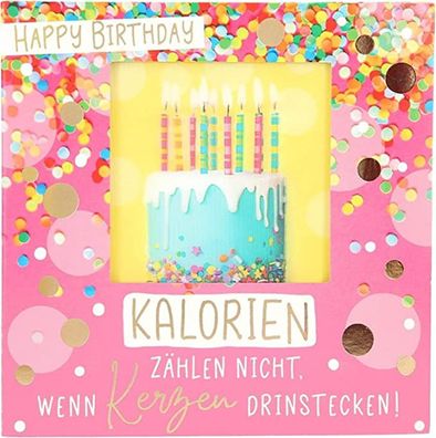 Geburtstagskarte Klappkarte 3D mit Musik & Licht - Happy Birthday! Kalorien zählen ni