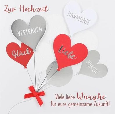 Glamour Glitzer Grußkarte Klappkarte mit Umschlag Zur Hochzeit, viele liebe Wünsche..