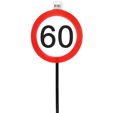 Schild 60 mit Stab zum 60. Geburtstag
