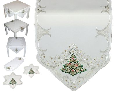 Plauener Spitze Weihnachten Stickerei Tannenbaum Tischdecke Tischläufer Deckchen
