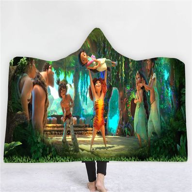 The Croods: A New Age Hoodie Blanket Grug Eep Guy doppelter Plüsch Poncho Umhang