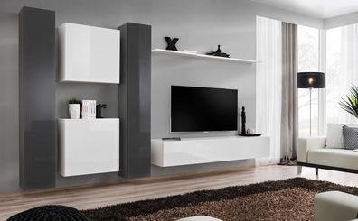 Wohnzimmermöbel Weiß Wohnwand Designer Möbel Komplette Set 6tlg Neu