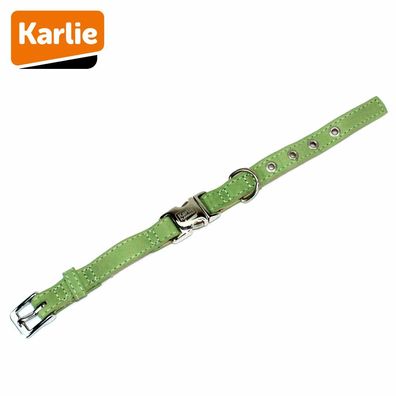 Karlie Buffalo ULTRA 2.0 - hellgrün - 30 cm - Kalbsleder - Leder-Hundehalsband