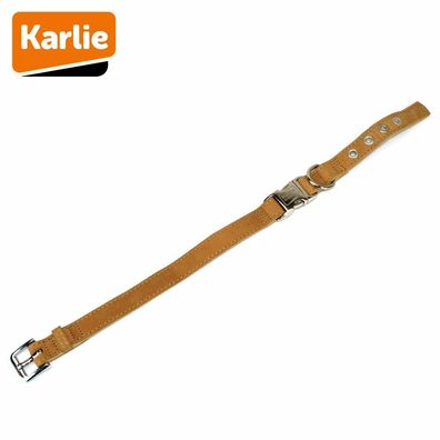 Karlie Buffalo ULTRA 2.0 - hellbraun - 45 cm - Kalbsleder - Leder-Hundehalsband