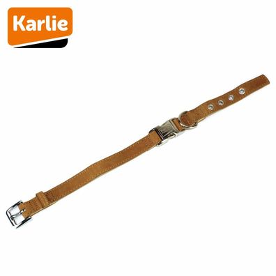 Karlie Buffalo ULTRA 2.0 - hellbraun - 40 cm - Kalbsleder - Leder-Hundehalsband