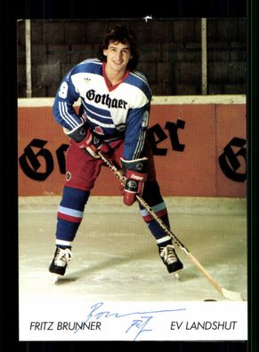 Fritz Brunner EV Landshut 1985-86 Eishockey Original Signiert + A 228876