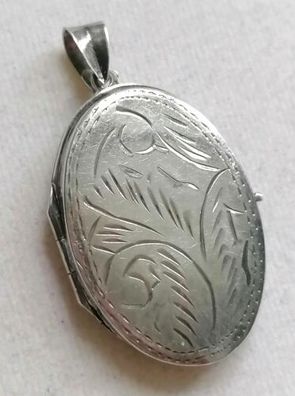 Antik Silber 925 Amulette Medaille Kette Anhänger für 2 Fotos, Art Deco, 6,47g
