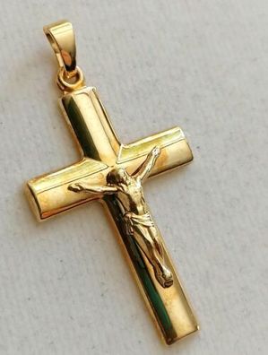 Antik Gold Kette Anhänger Kreuz mit Jesus Gelbgold 333, Top