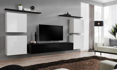 Komplett Weiß Wandschrank Wohnwand Luxus Wohnzimmer Sideboard TV Ständer Modern