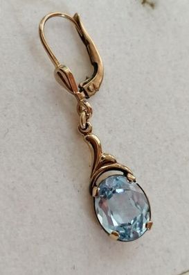 Gold Ohrring Ohrhänger Gelbgold 333 mit elegante Aquamarin, Einzelstück, Top