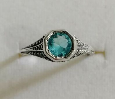 Silber Ring 925 mit elegante Aquamarin, Antik style , Gr.60 , Neu, Top!!