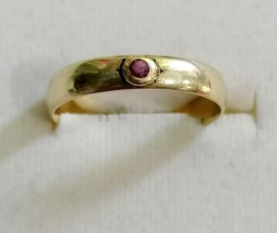 Antik Goldring Gelbgold Ring 750 18K mit elegante Rubin, Gr.61, 3,03g, Top