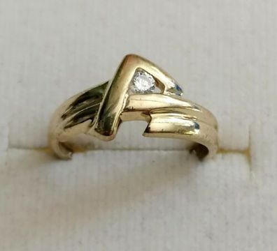 Goldring Gelbgold Ring 333 mit elegante Zirkonia , Art Deco, Gr.48