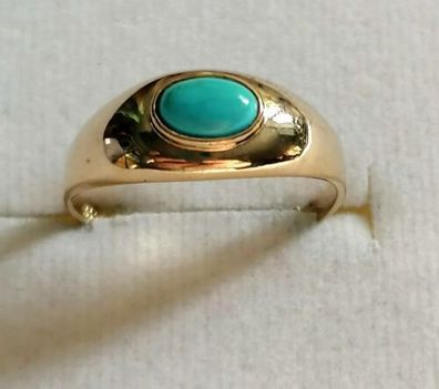 Goldring Gelbgold Ring 333 mit elegante Türkis, Art Deco, Gr.54 , Top