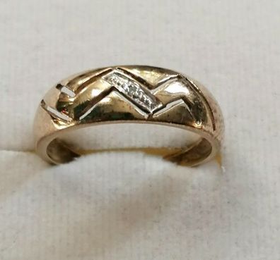 Goldring Gelbgold Ring 333 mit Diamant , Gr.56.5, Art Deco