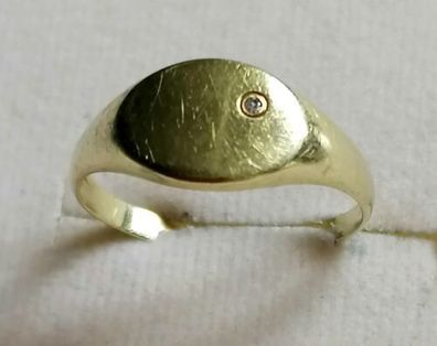 Goldring Gelbgold Ring 585 14K mit echt Diamant, Gr.56