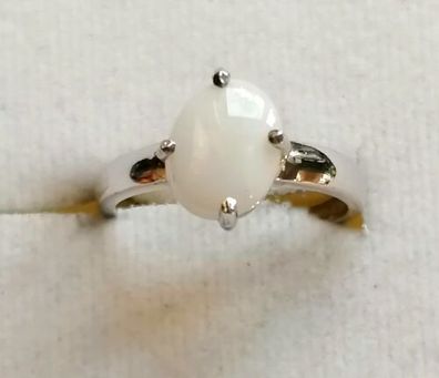 Silber Ring 925 mit elegante echt Opal weiß, Gr. 50 , Neu, Top!!!