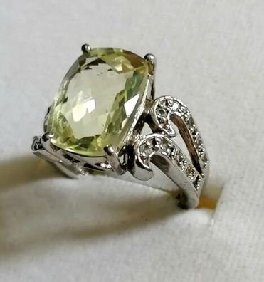 Silber Ring 925 mit elegante groß Peridot , Art Deco, Gr.57, 7.02 g, Top!!!