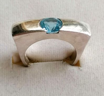 Sehr Massive Antik Silber Ring 925 mit elegante Aquamarin, Gr.59, Art Deco,14,98g