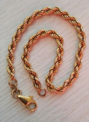 Gold Armband kordelkette Gelbgold 333, Länge ca 19.5cm, Breite ca 4 mm