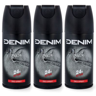 DENIM BLACK - deo Perfume- 3x 150ml