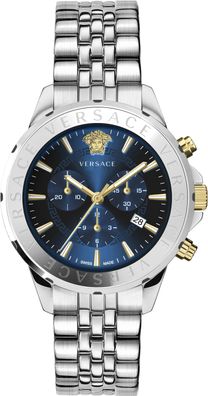 Versace VEV601923 Signature Chronograph blau silber Edelstahl Herren Uhr NEU