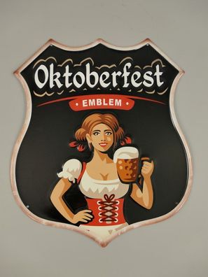 Blechschild, Wappen Reklameschild Oktoberfest, Kneipen Wandschild 39x33 cm