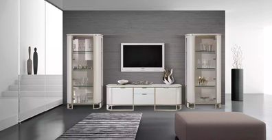 TV-Ständer 2x Glasvitrine neues Wohnzimmer Set modern 2tlg Farbe weiß