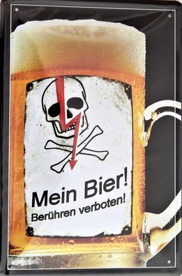 Top-Blechschild, 20 x 30 cm, Mein Bier, Berühren verboten, FUN, Alkohol, Neu, OVP