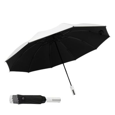 Dreifach-Regenschirm aus Vinyl, automatische Umkehrung, weiß