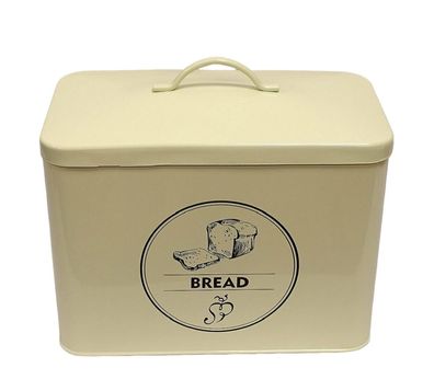 Brotkasten, Große Brotdose, Vorratsbehälter Bread Metall shabby Weiß