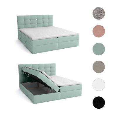 Boxspringbett Doppelbett Elegante Bett mit Bettkästen Schlafzimmer Matratze H3 Topper