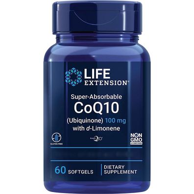 Life Extension, Super-Absorbable CoQ10 (Ubiquinone) mit D-Limonene, 100mg, 60 ...