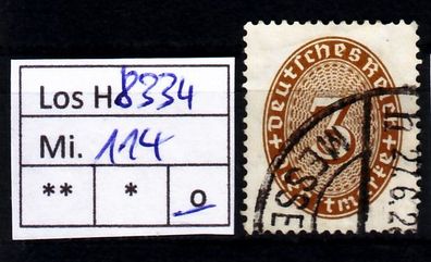 Los H8334: Deutsches Reich Dienst Mi.114, gest.